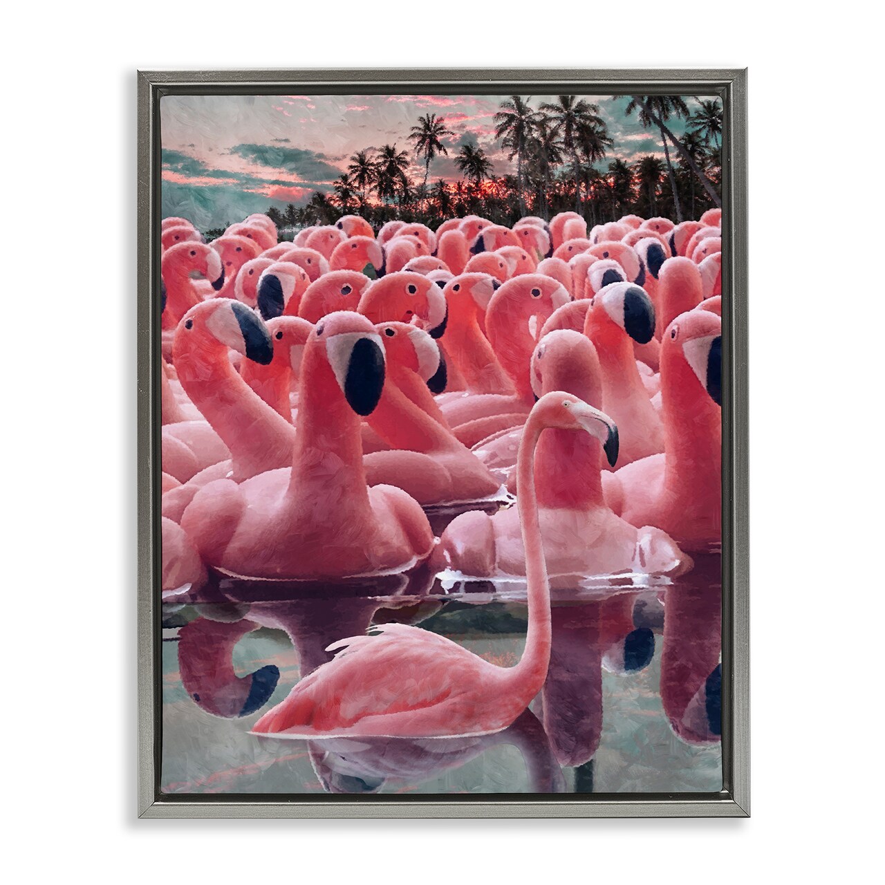 Stupell Industries Flamingo Among Floats Floater Framed Canvas Wall Art Design by Ziwei Li